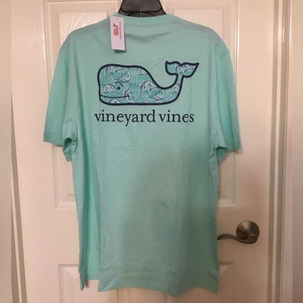 Vineyard Vines Marlin Toss Whale Blue Mist Short Sleeve Tee Large